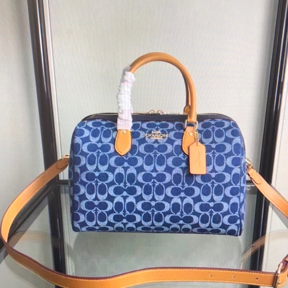 Coach Rowan Satchel Bag In Signature Denim Canvas NWT CY699